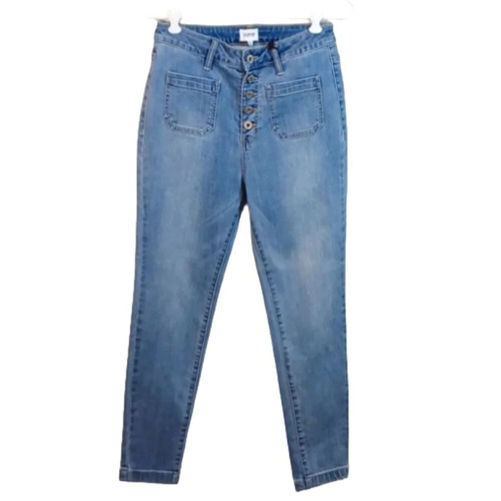 A2 SA Jeans Ankle Skinny LIGHT Wash Denim Button Fly Mid Rise size 7